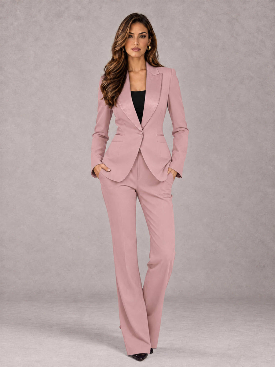 Dusty Rose 2 Pieces Slim Fit Peak Lapel Women's Suits