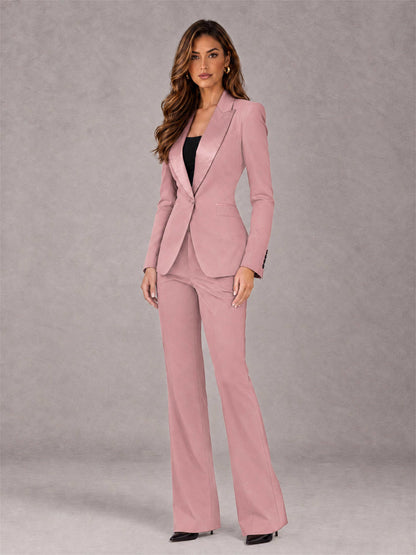 Dusty Rose 2 Pieces Slim Fit Peak Lapel Women's Suits