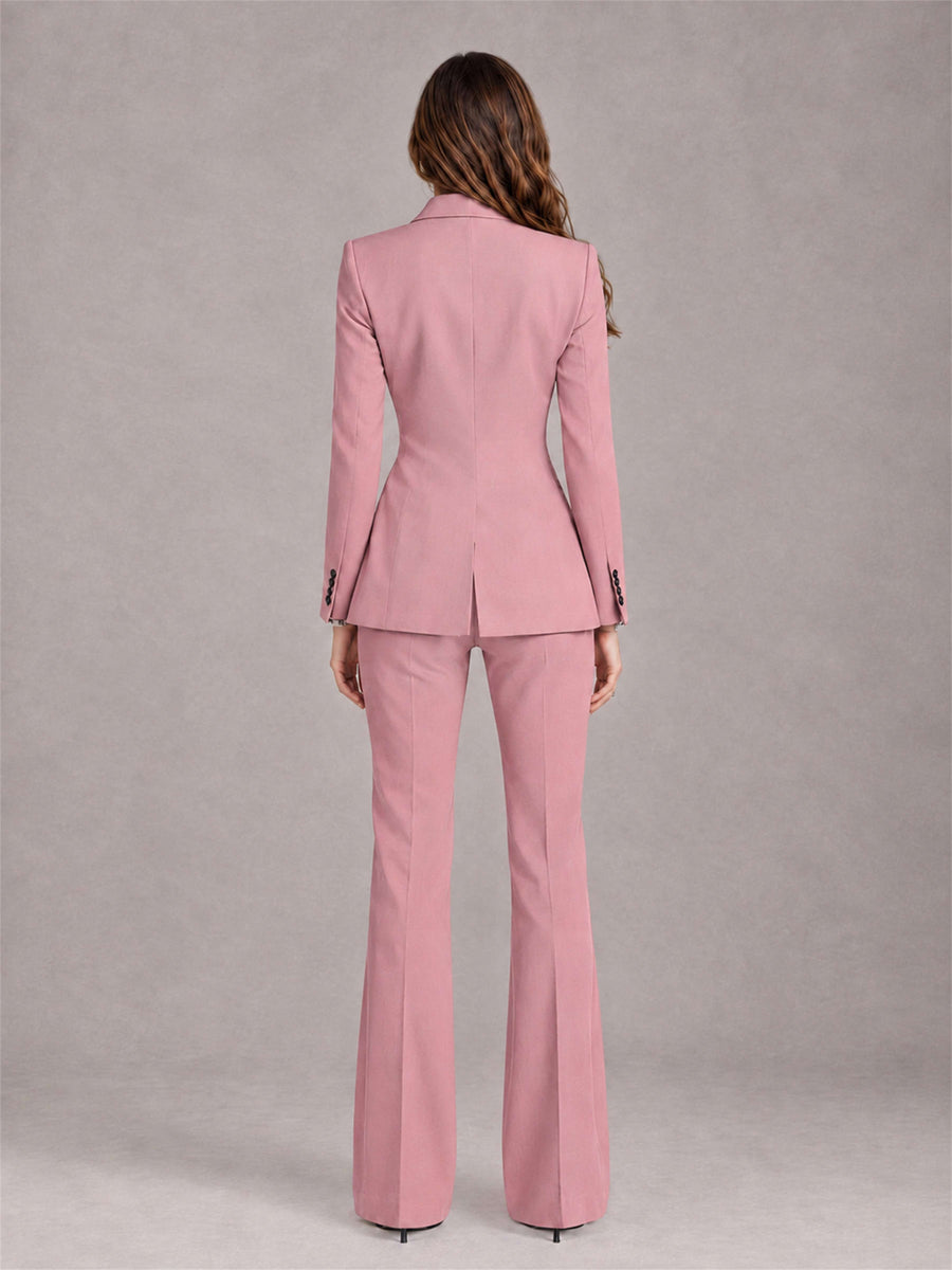 Dusty Rose 2 Pieces Slim Fit Peak Lapel Women's Suits