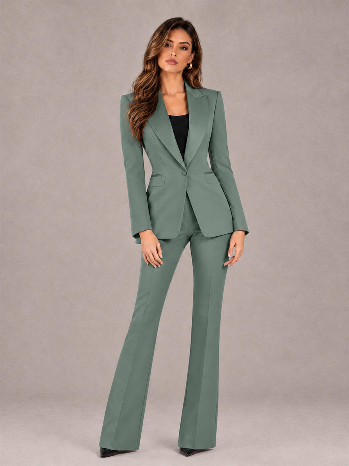 Eucalyptus 2 Pieces Slim Fit Peak Lapel Women's Suits