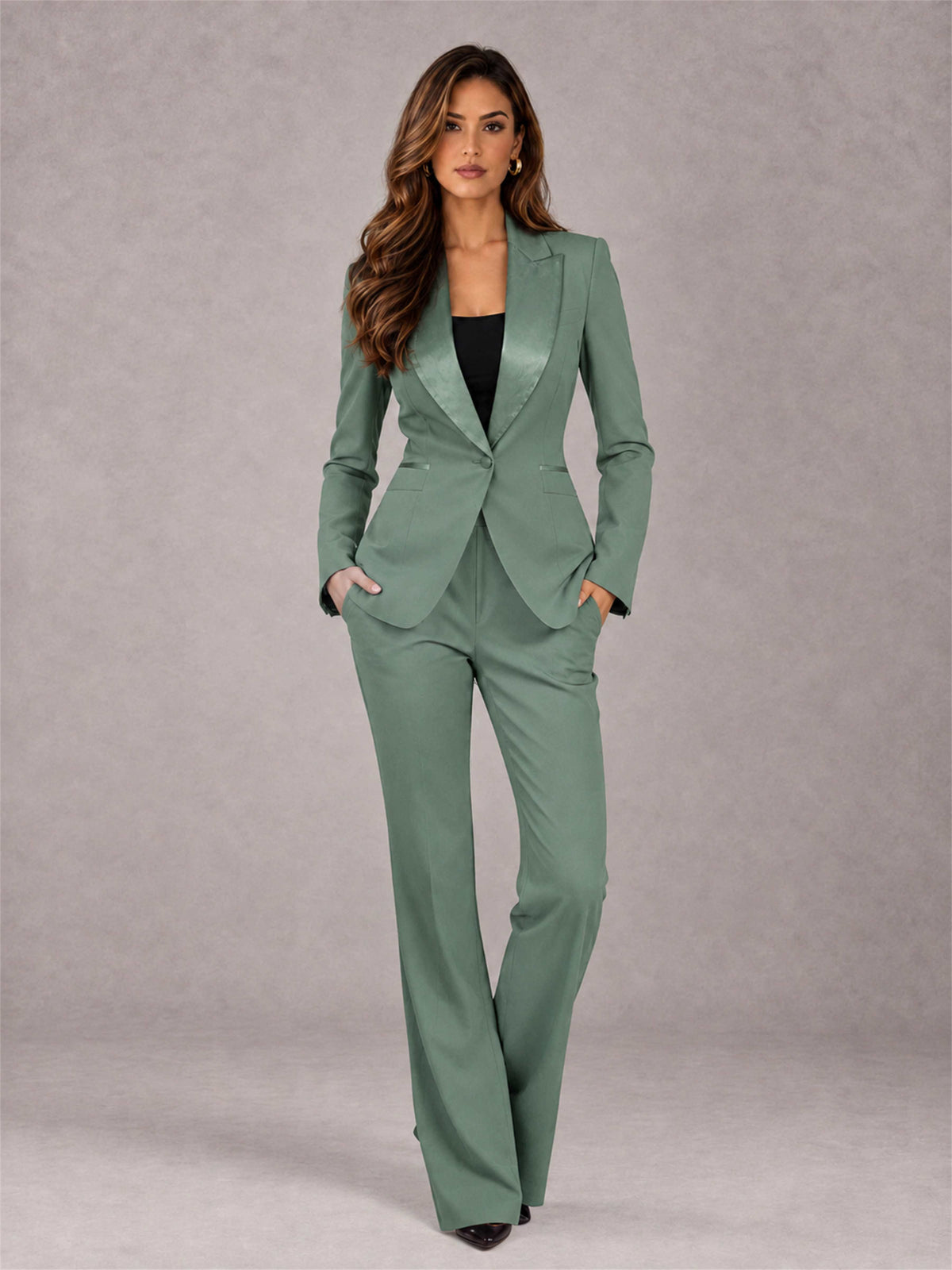 Eucalyptus 2 Pieces Slim Fit Peak Lapel Women's Suits