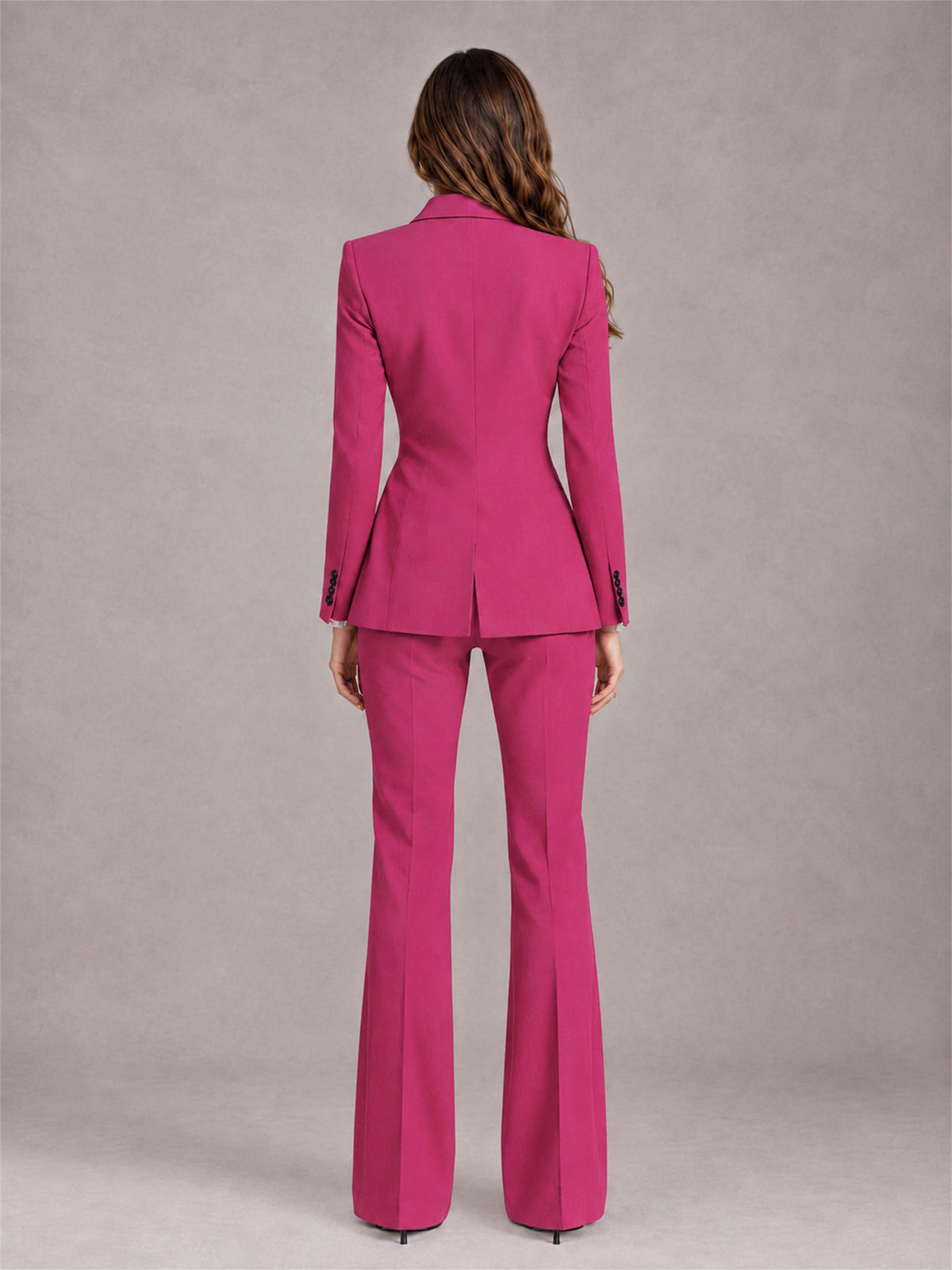 Hot Pink 2 Pieces Slim Fit Peak Lapel Women's Suits
