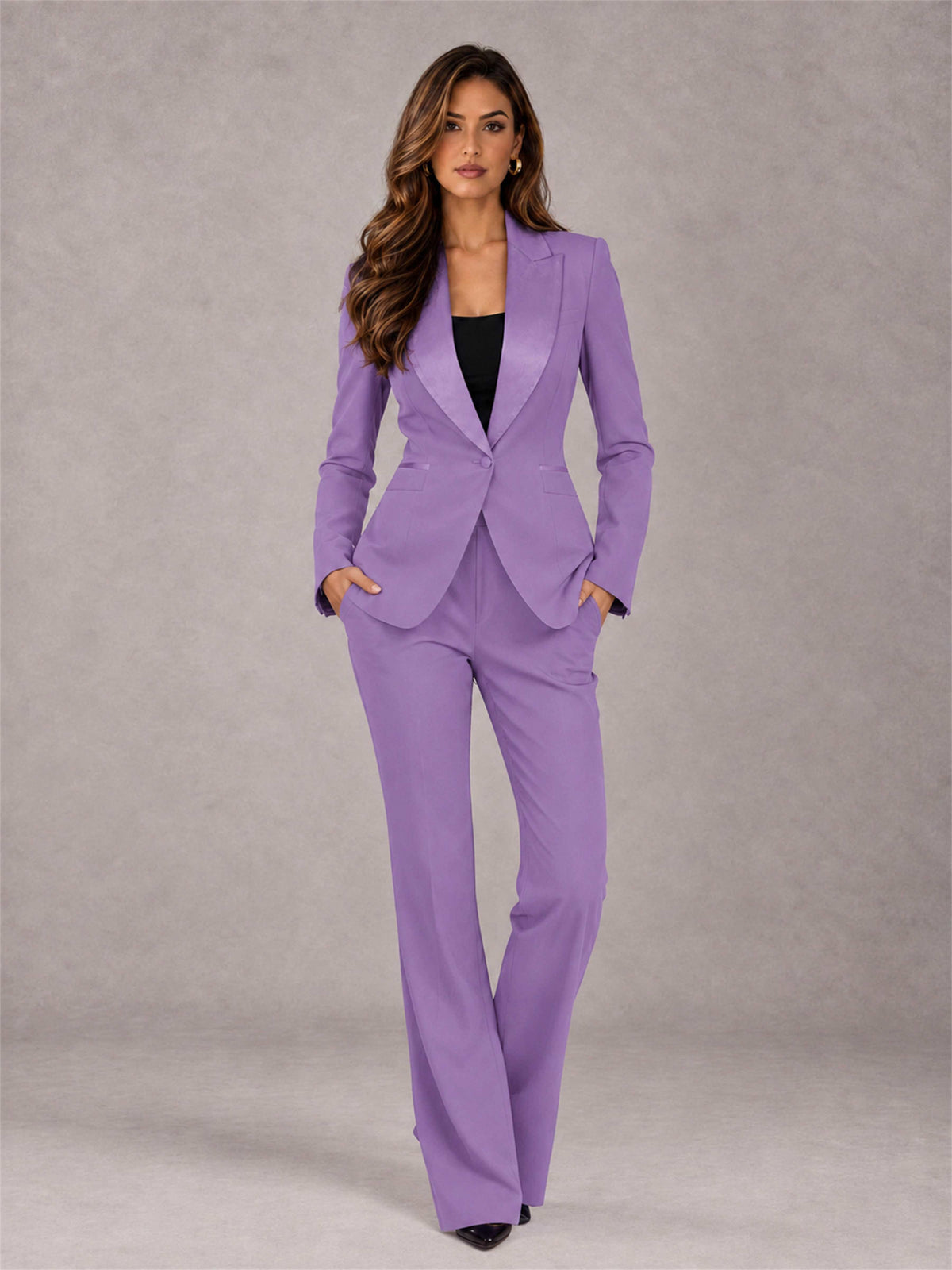 Lilac 2 Pieces Slim Fit Peak Lapel Women's Suits