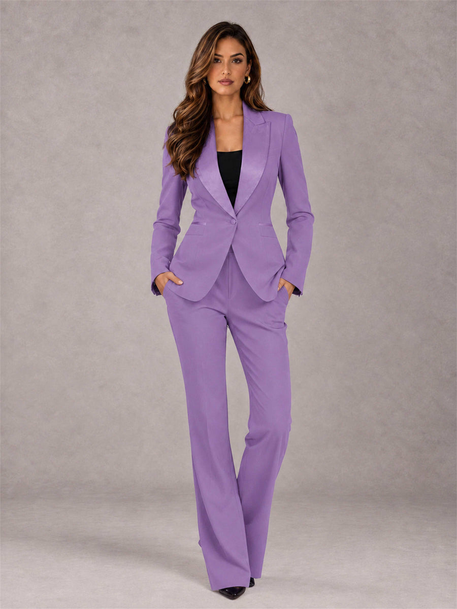 Lilac 2 Pieces Slim Fit Peak Lapel Women's Suits