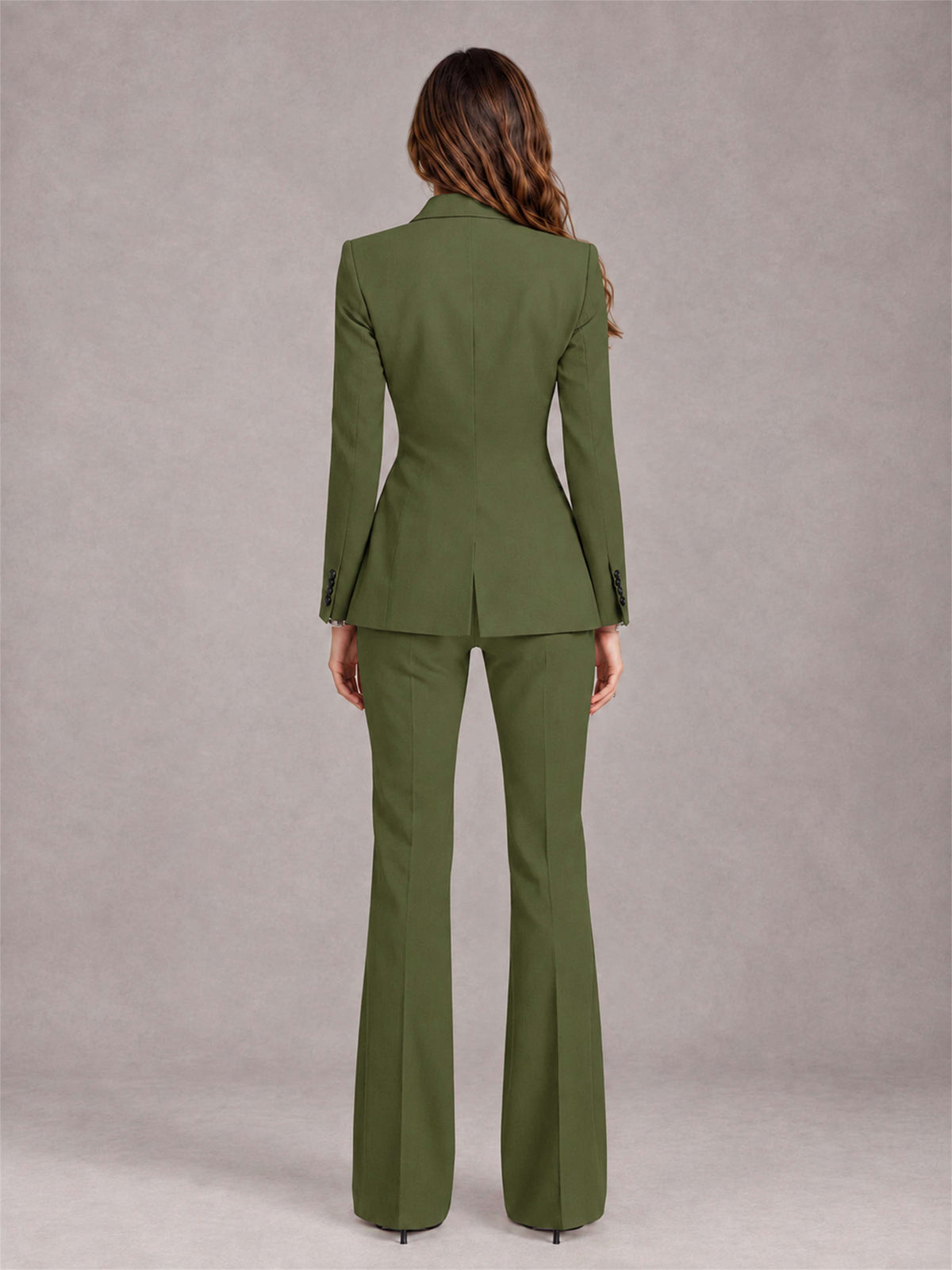 Olive Green 2 Pieces Slim Fit Peak Lapel Women's Suits