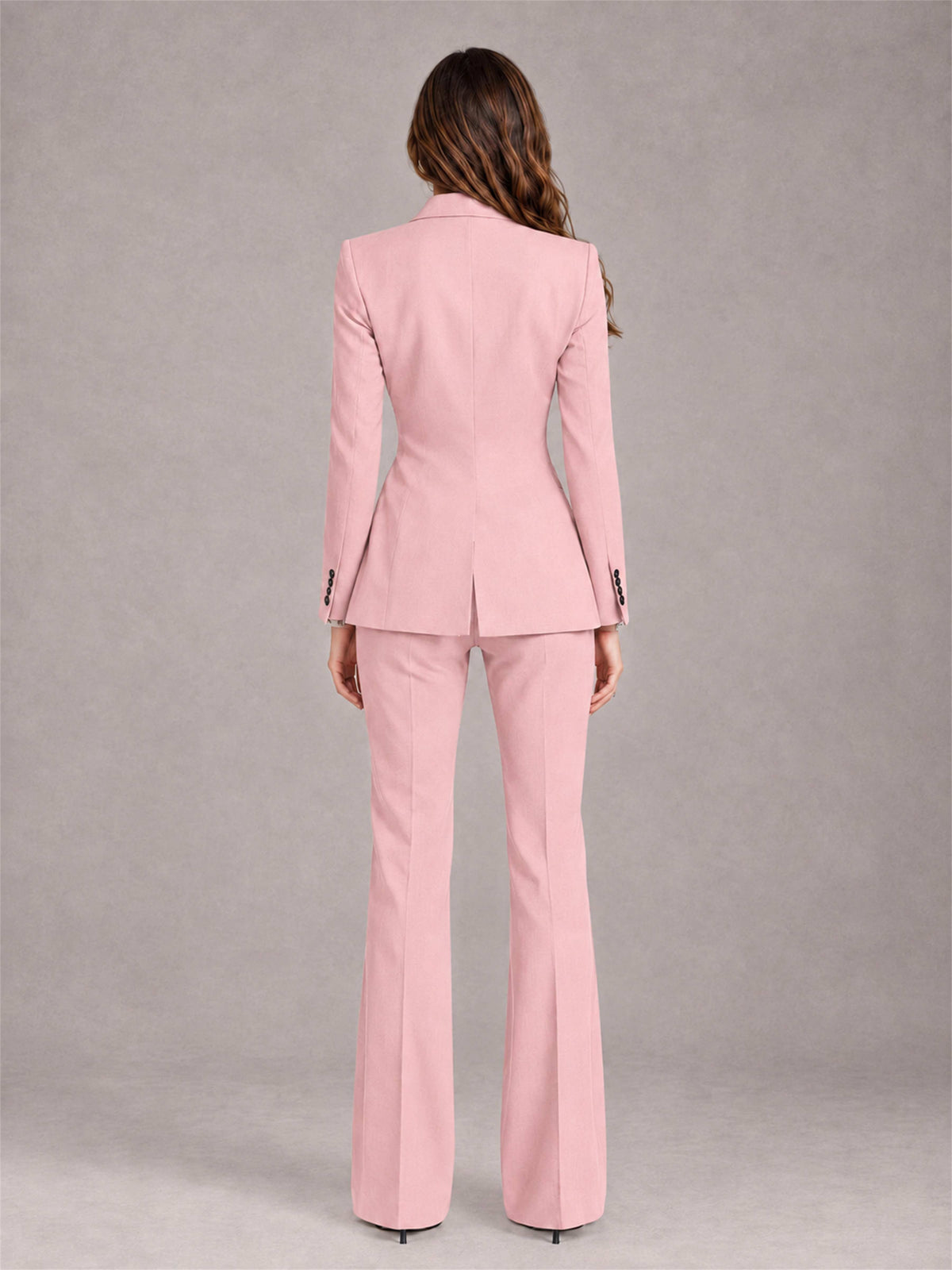 Pink 2 Pieces Slim Fit Peak Lapel Women's Suits