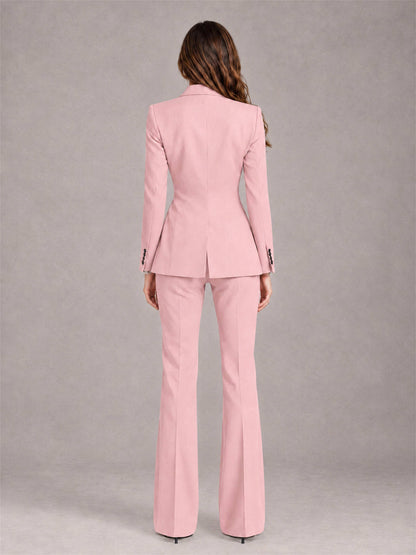 Pink 2 Pieces Slim Fit Peak Lapel Women's Suits