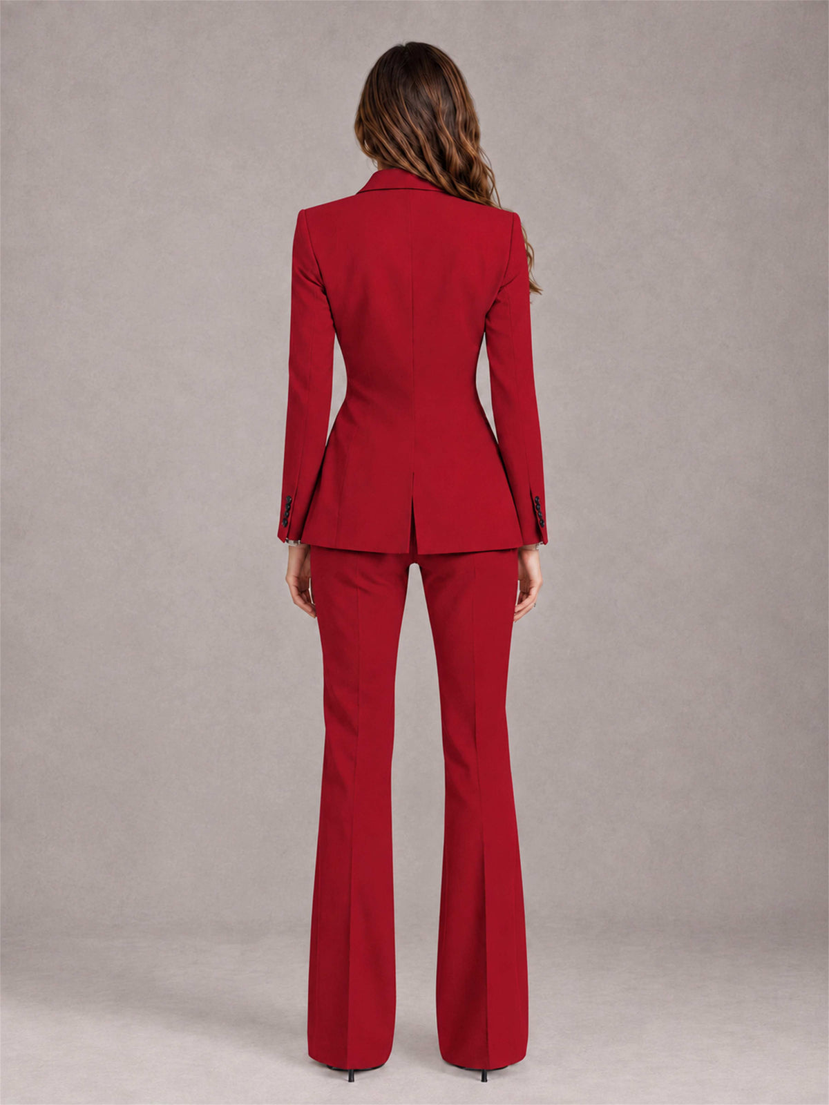 Red 2 Pieces Slim Fit Peak Lapel Women's Suits