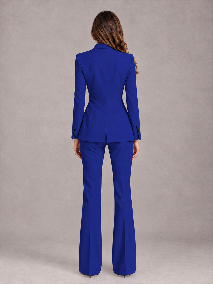 Royal Blue 2 Pieces Slim Fit Peak Lapel Women's Suits