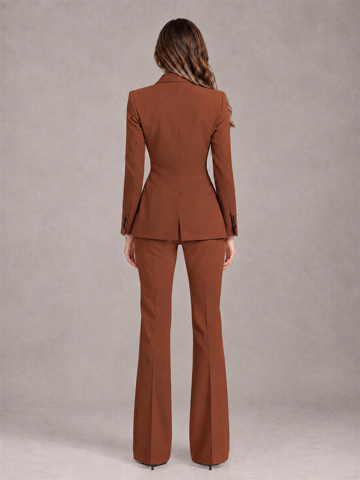 Rust 2 Pieces Slim Fit Peak Lapel Women's Suits