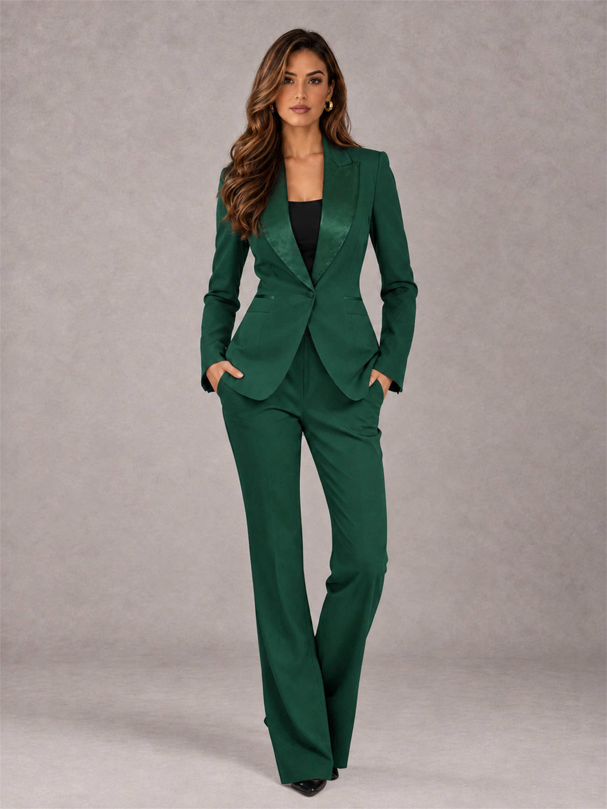 Teal 2 Pieces Slim Fit Peak Lapel Women's Suits