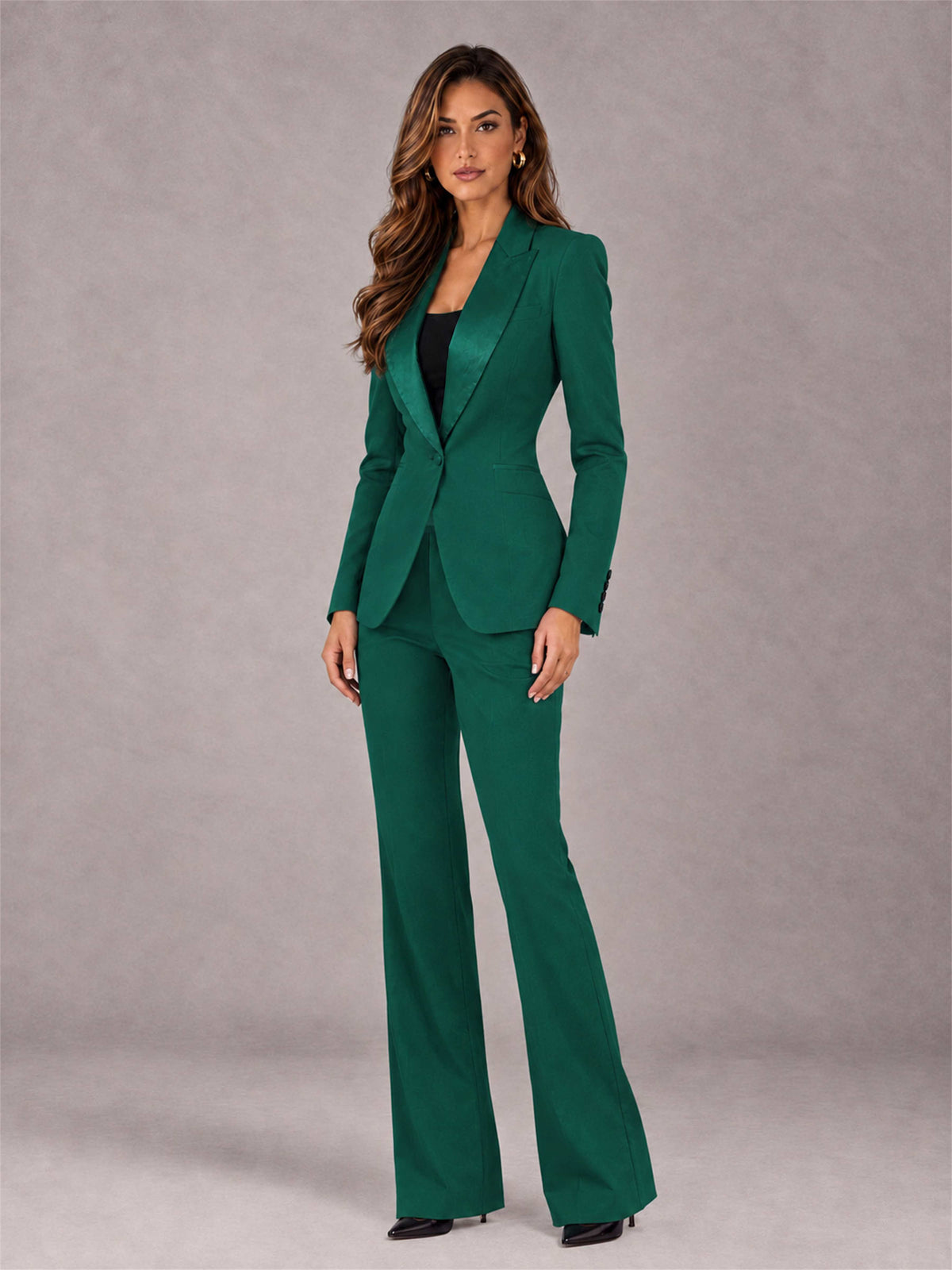 Teal 2 Pieces Slim Fit Peak Lapel Women's Suits