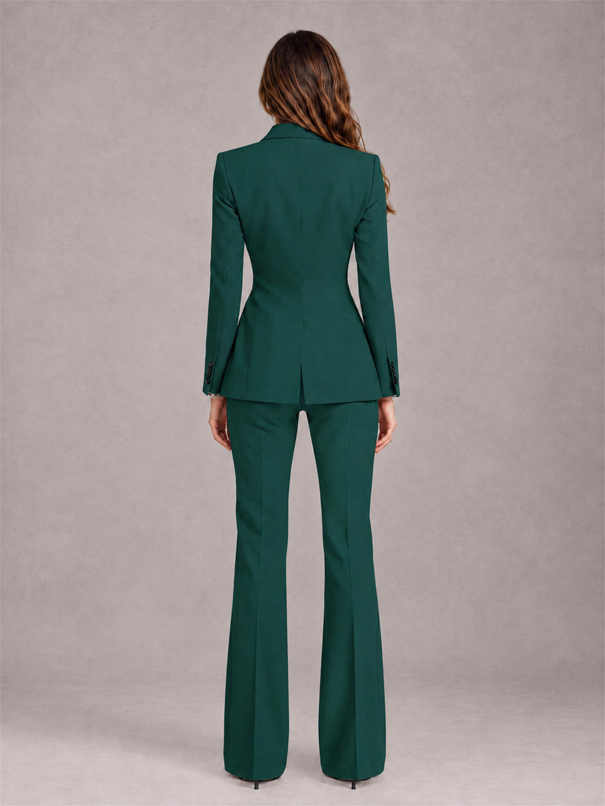 Teal 2 Pieces Slim Fit Peak Lapel Women's Suits