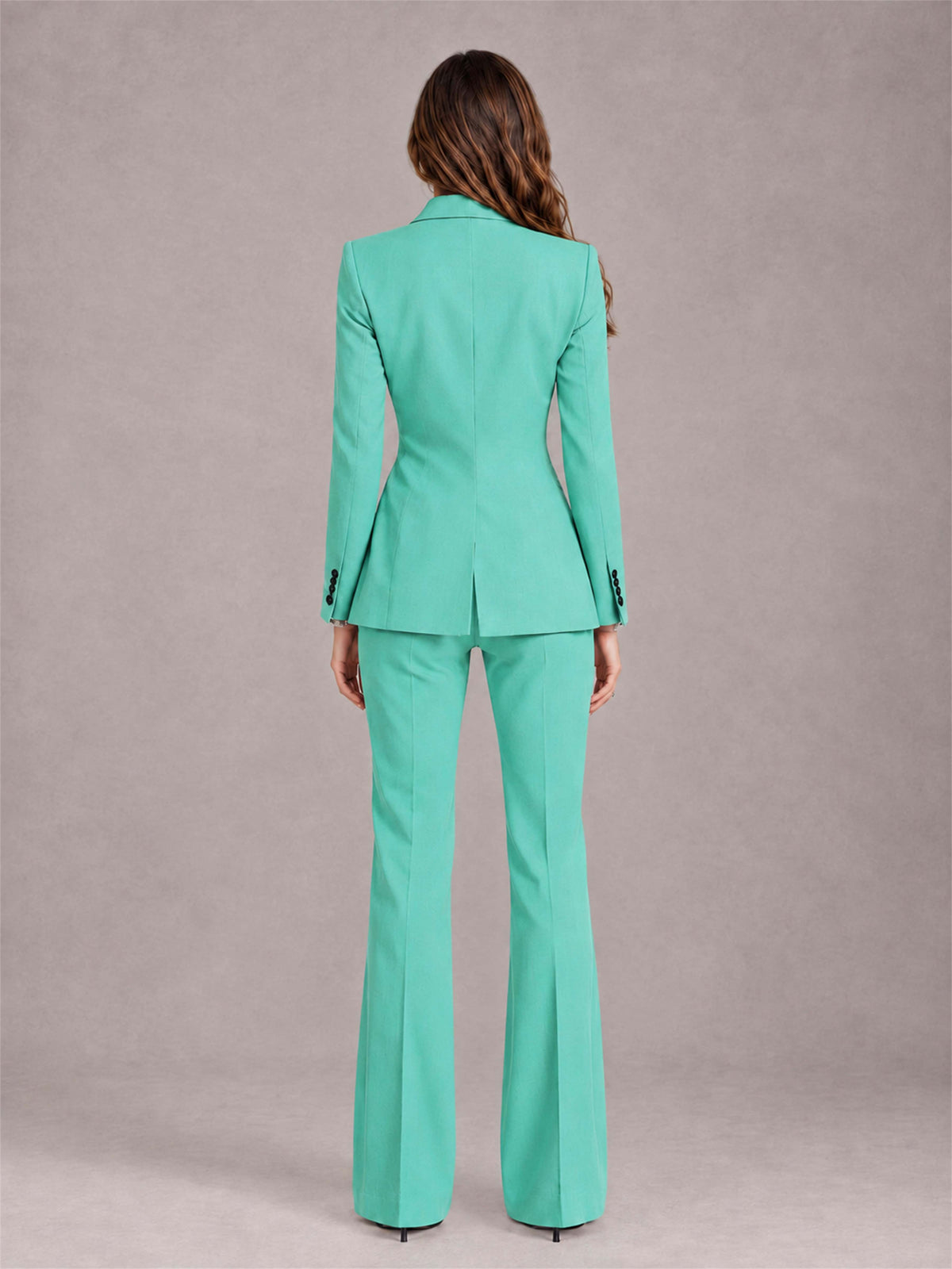 Turquoise 2 Pieces Slim Fit Peak Lapel Women's Suits