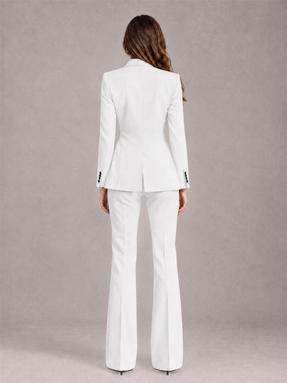 White 2 Pieces Slim Fit Peak Lapel Women's Suits