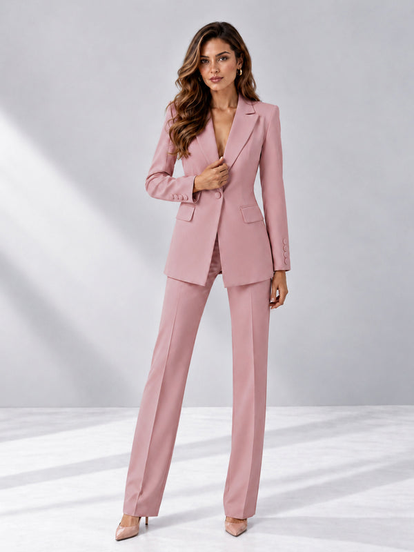 Dusty Rose 2 Pieces Slim Fit Single-Breasted Women's Suits