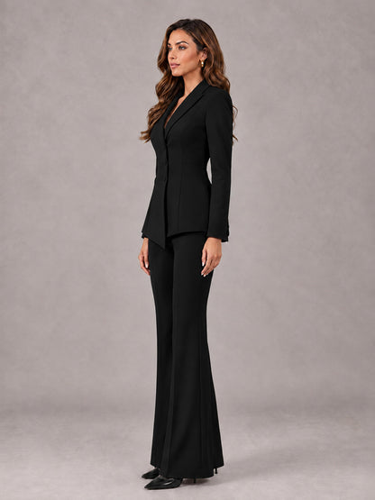 Black 2 Pieces Tailored Fit Blazer and Pants Women's Suits