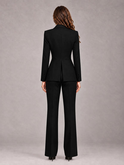 Black 2 Pieces Tailored Fit Blazer and Pants Women's Suits