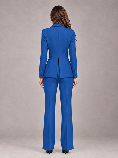 Blue 2 Pieces Tailored Fit Blazer and Pants Women's Suits