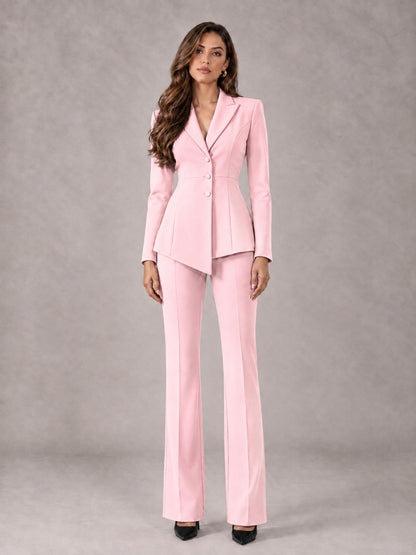 Blush Pink 2 Pieces Tailored Fit Blazer and Pants Women's Suits