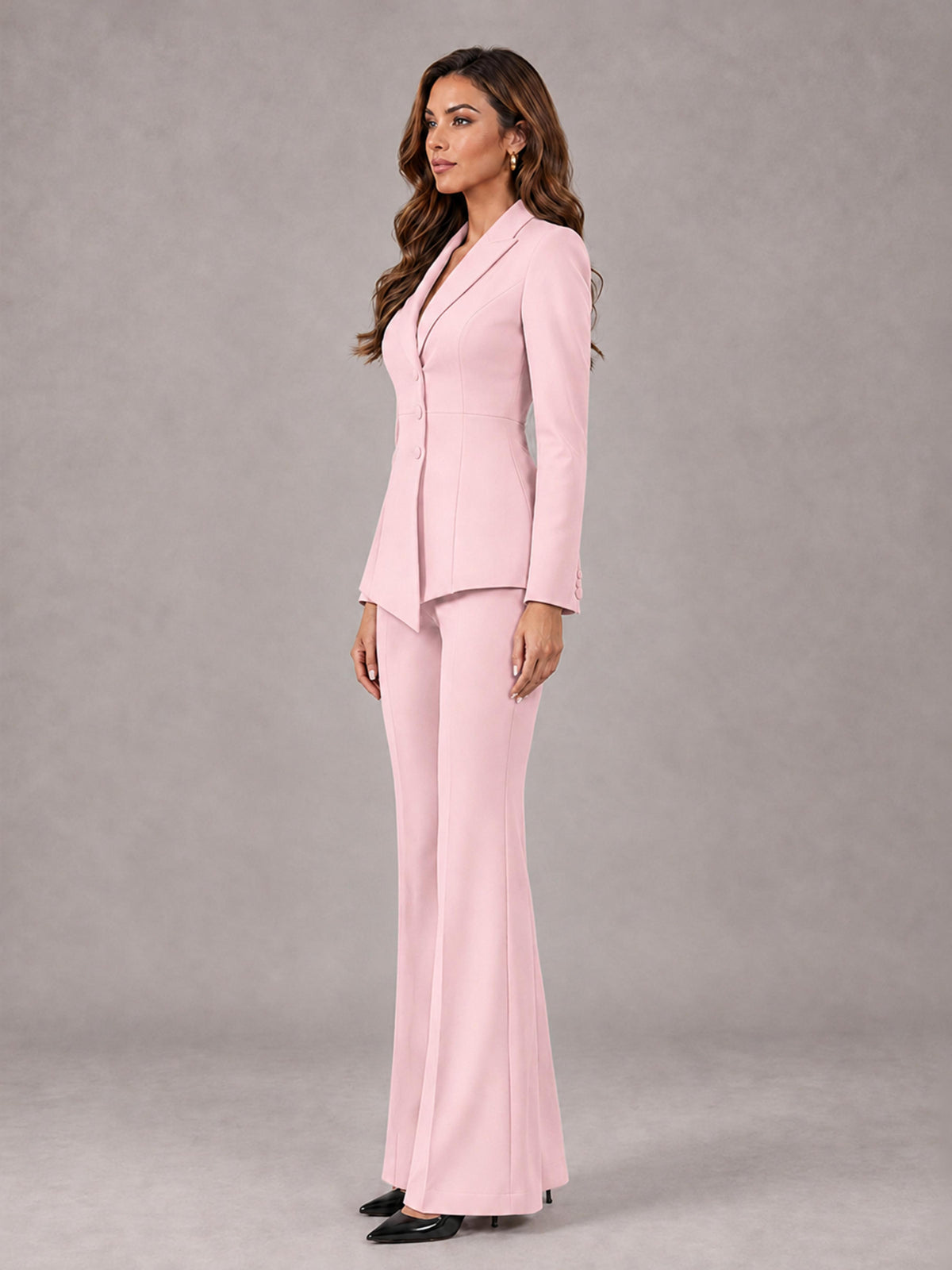 Blush Pink 2 Pieces Tailored Fit Blazer and Pants Women's Suits