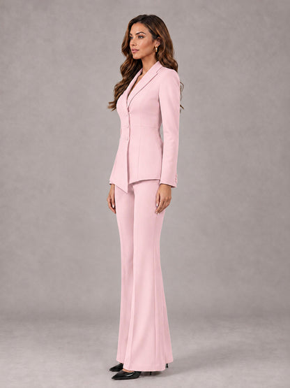Blush Pink 2 Pieces Tailored Fit Blazer and Pants Women's Suits