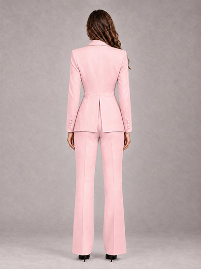 Blush Pink 2 Pieces Tailored Fit Blazer and Pants Women's Suits