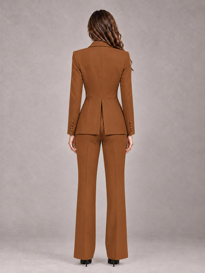 Burnt Orange 2 Pieces Tailored Fit Blazer and Pants Women's Suits