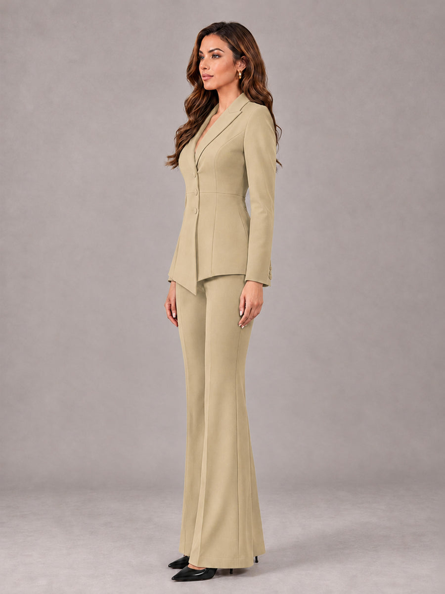 Champagne 2 Pieces Tailored Fit Blazer and Pants Women's Suits