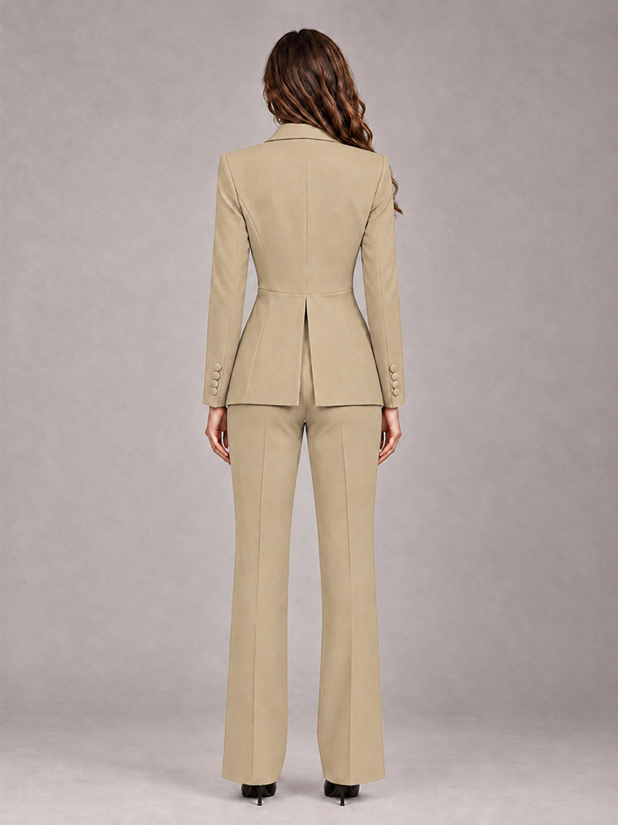 Champagne 2 Pieces Tailored Fit Blazer and Pants Women's Suits