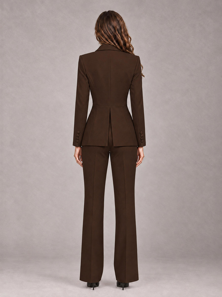 Chocolate 2 Pieces Tailored Fit Blazer and Pants Women's Suits
