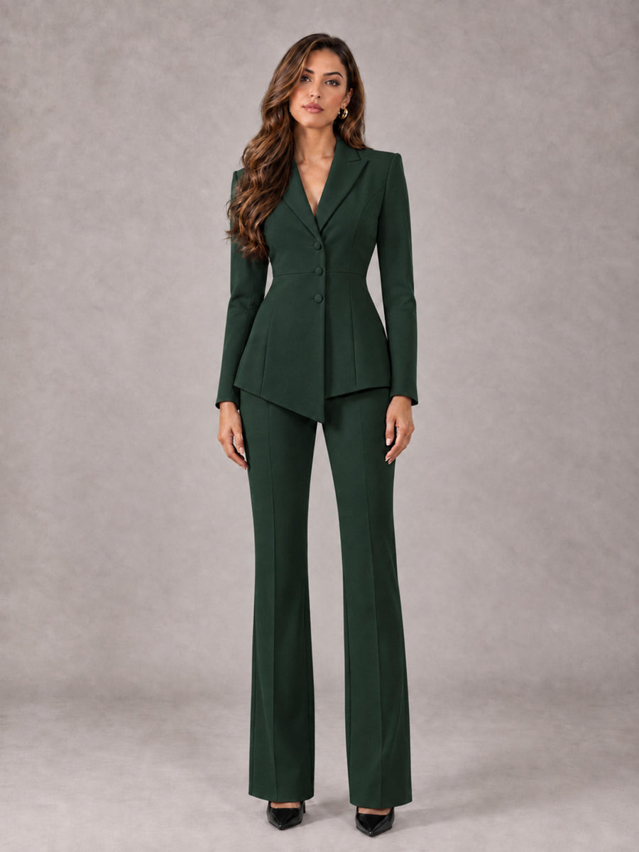 Dark Green 2 Pieces Tailored Fit Blazer and Pants Women's Suits