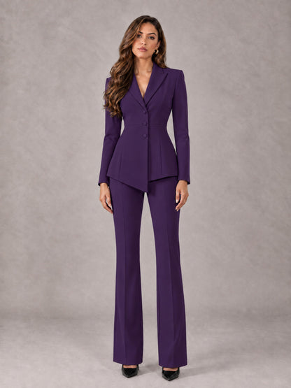 Dark Purple 2 Pieces Tailored Fit Blazer and Pants Women's Suits