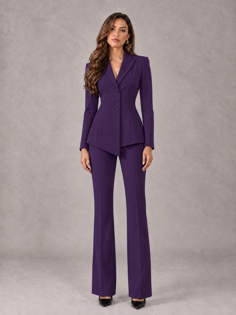 Dark Purple 2 Pieces Tailored Fit Blazer and Pants Women's Suits