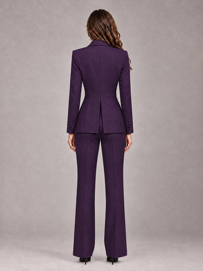 Dark Purple 2 Pieces Tailored Fit Blazer and Pants Women's Suits