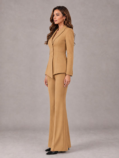 Gold 2 Pieces Tailored Fit Blazer and Pants Women's Suits