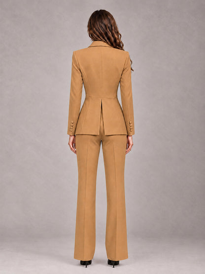 Gold 2 Pieces Tailored Fit Blazer and Pants Women's Suits