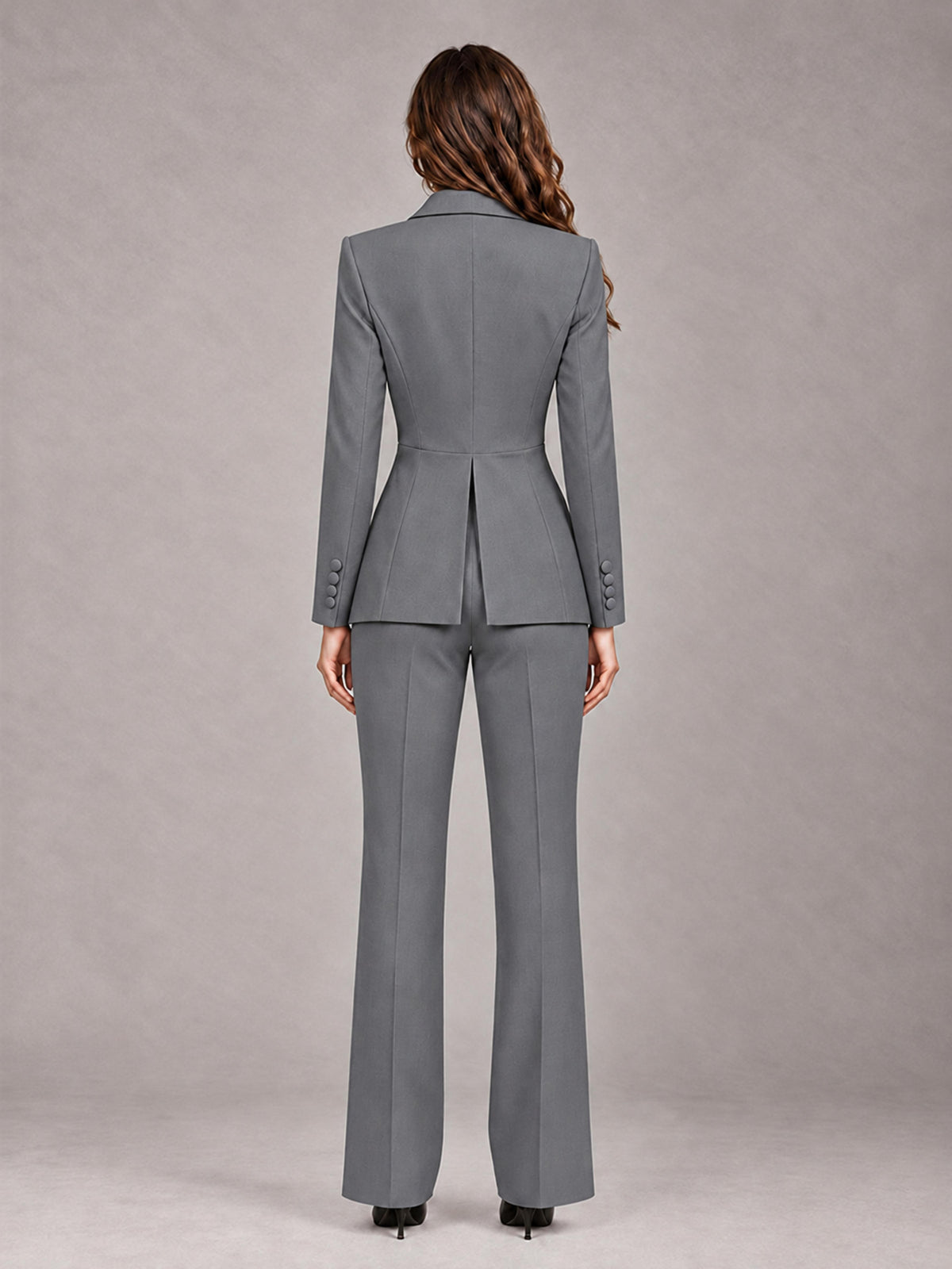 Gray 2 Pieces Tailored Fit Blazer and Pants Women's Suits
