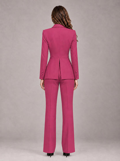 Hot Pink 2 Pieces Tailored Fit Blazer and Pants Women's Suits