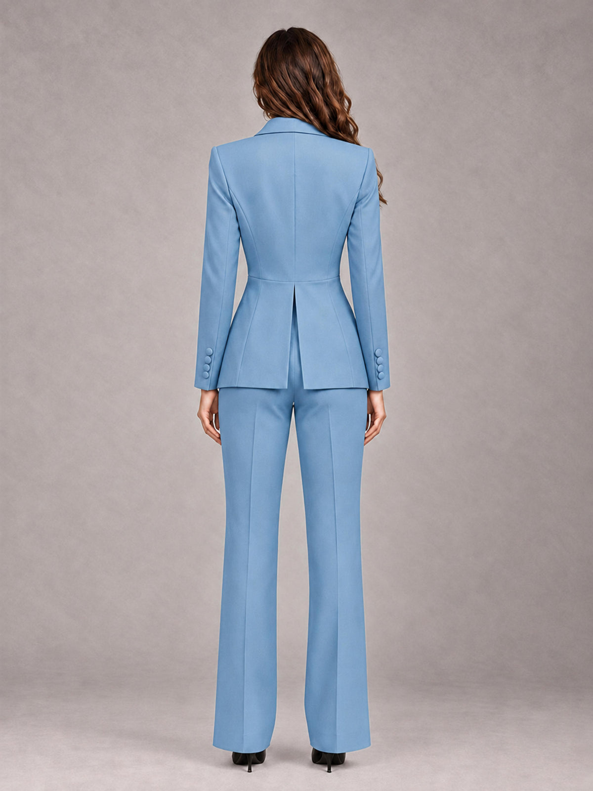 Light Blue 2 Pieces Tailored Fit Blazer and Pants Women's Suits