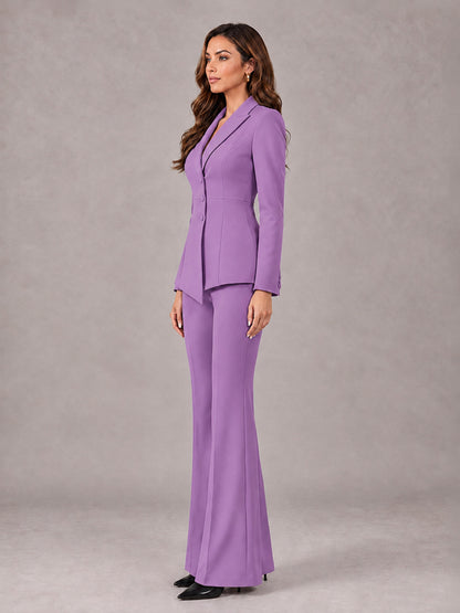 Lilac 2 Pieces Tailored Fit Blazer and Pants Women's Suits