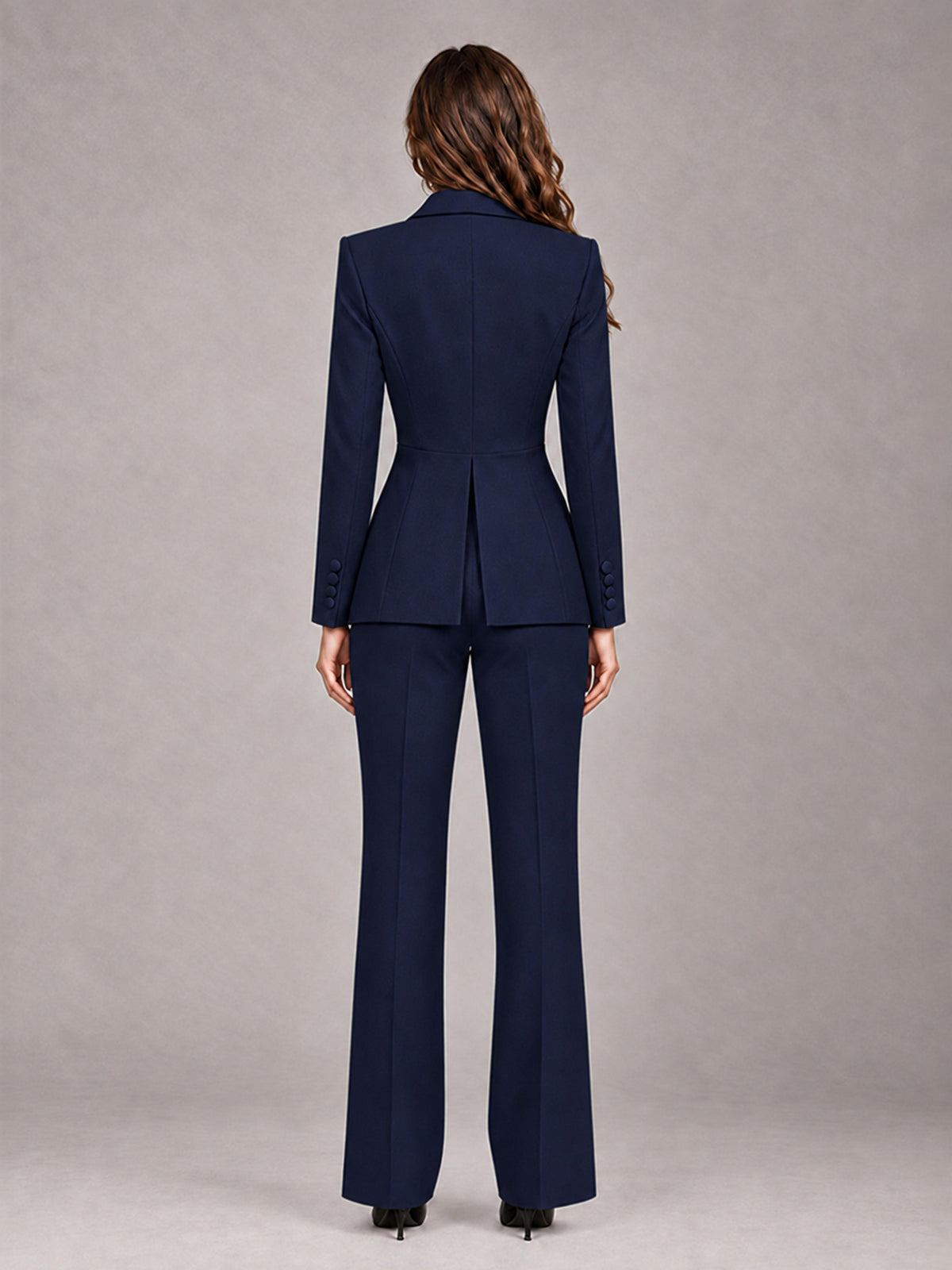 Navy Blue 2 Pieces Tailored Fit Blazer and Pants Women's Suits
