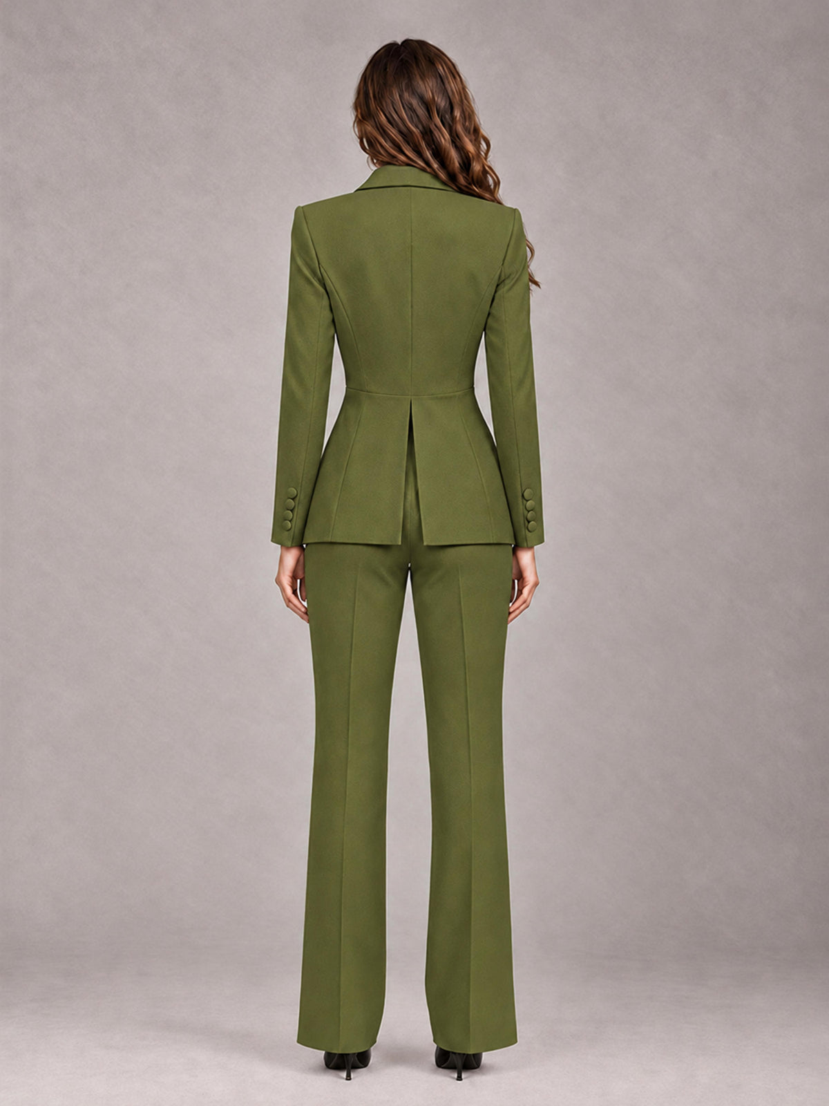 Olive Green 2 Pieces Tailored Fit Blazer and Pants Women's Suits