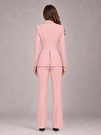 Pink 2 Pieces Tailored Fit Blazer and Pants Women's Suits