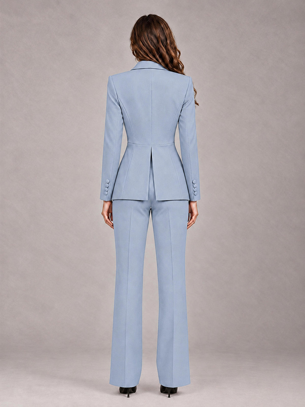 Powder Blue 2 Pieces Tailored Fit Blazer and Pants Women's Suits