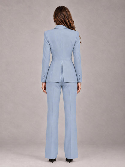 Powder Blue 2 Pieces Tailored Fit Blazer and Pants Women's Suits