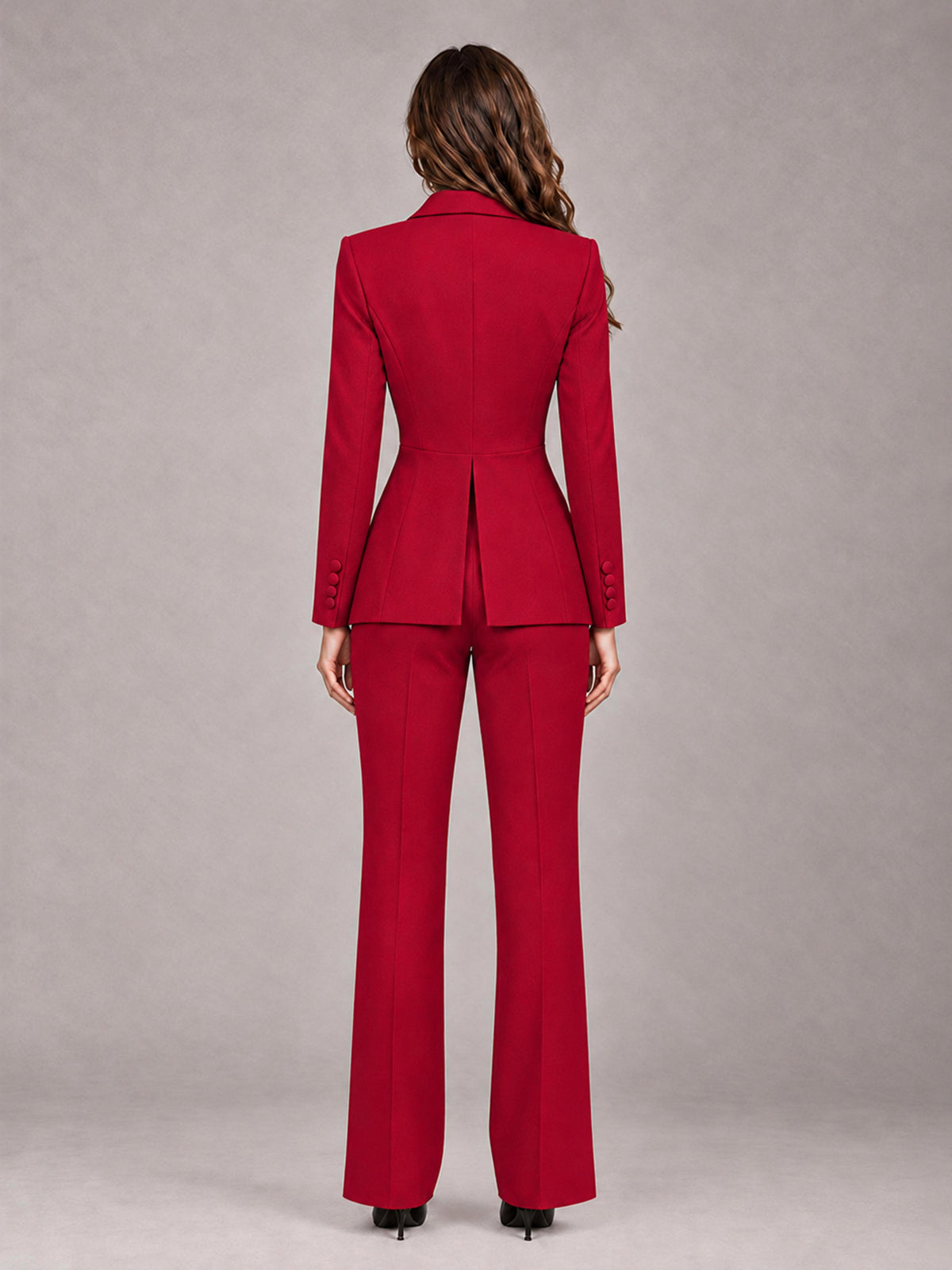 Red 2 Pieces Tailored Fit Blazer and Pants Women's Suits
