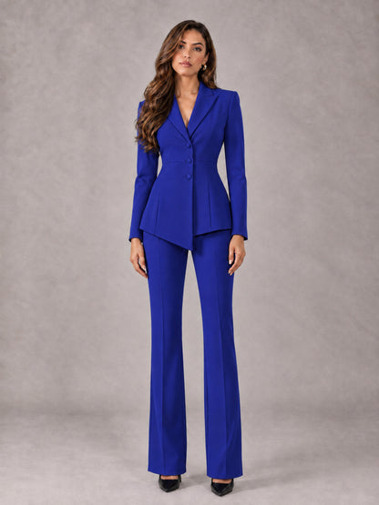Royal Blue 2 Pieces Tailored Fit Blazer and Pants Women's Suits