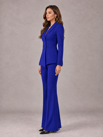 Royal Blue 2 Pieces Tailored Fit Blazer and Pants Women's Suits