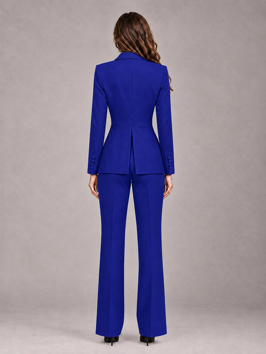 Royal Blue 2 Pieces Tailored Fit Blazer and Pants Women's Suits